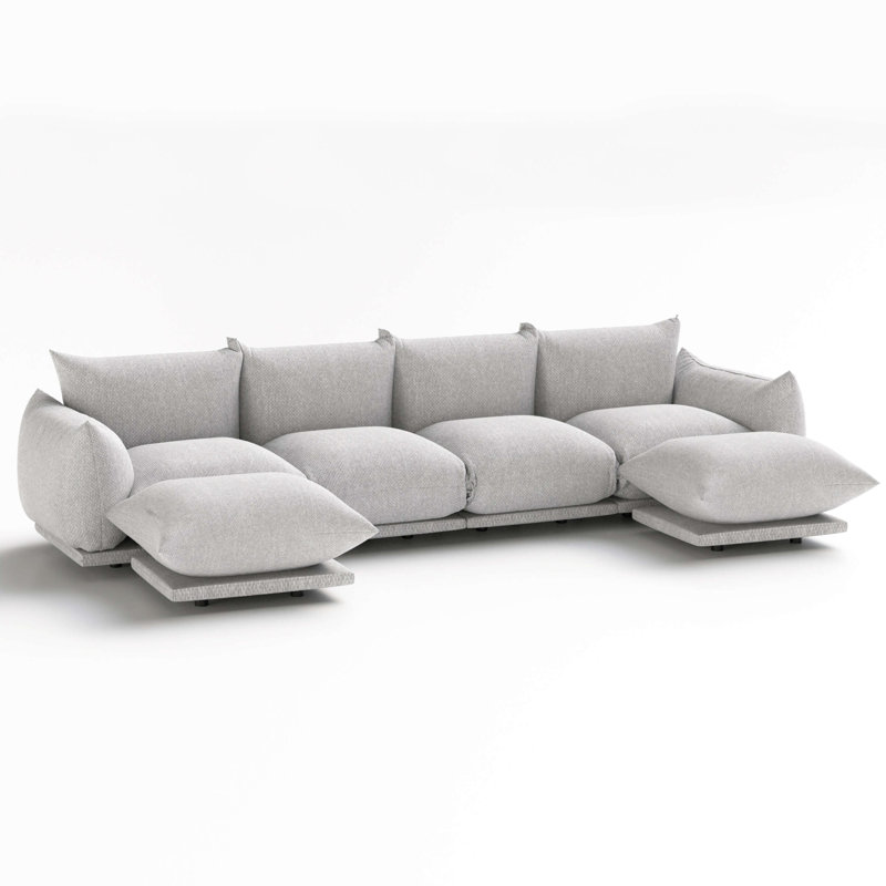 Canapé modulaire rembourré de salon Khameron , Mélange de lin gris