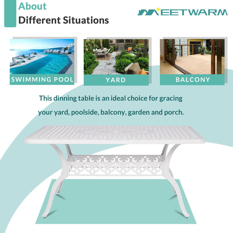 Rectangular Outdoor Dining Table Yes , 60 " W 36 " D, White