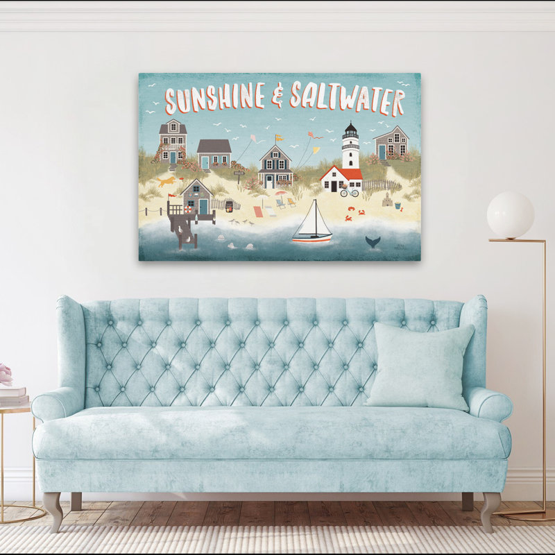 Seaside Village I Coastal; Chaise de plage nautique bleu ciel bleu ciel bleu, H 60 po x l 40 po