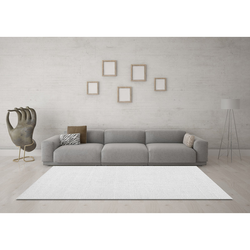 Adrianne Solid Color Machine Woven Chenille Area Rug in White, Rectangle 2' x 3'