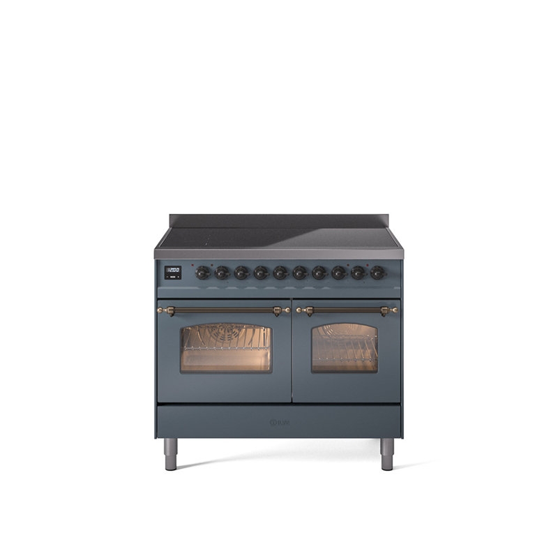 ILVE Nostalgie II Series 40 inch Induction Range with 6 Induction Elements (Glass Door), Blue Gray/Bronze