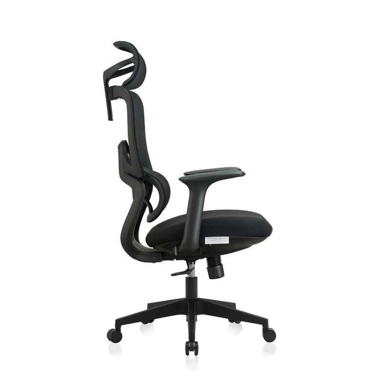 Saif Polyester Office Chair with Headrest, Black