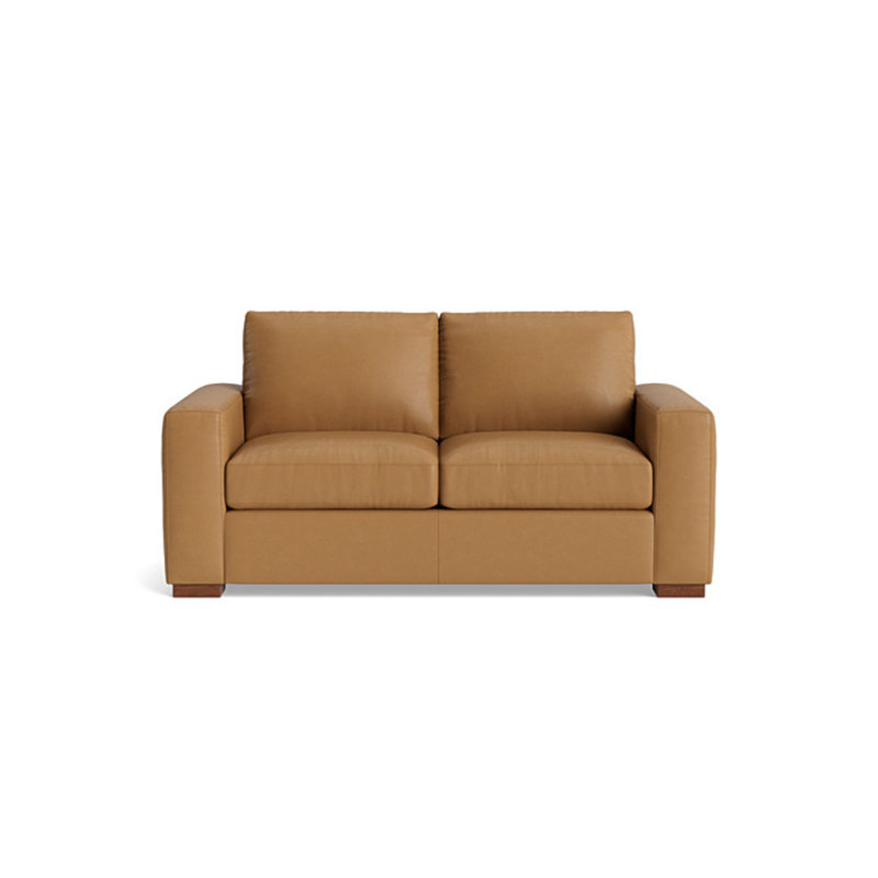 Couch Potato Leather Loveseat (70"), Leather - Butterscotch