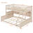 Twin XL over Queen Bunk Bed with Integrated Shelving, Color-Changing Lights and Pegboard, Beige-1626793499-1626793496