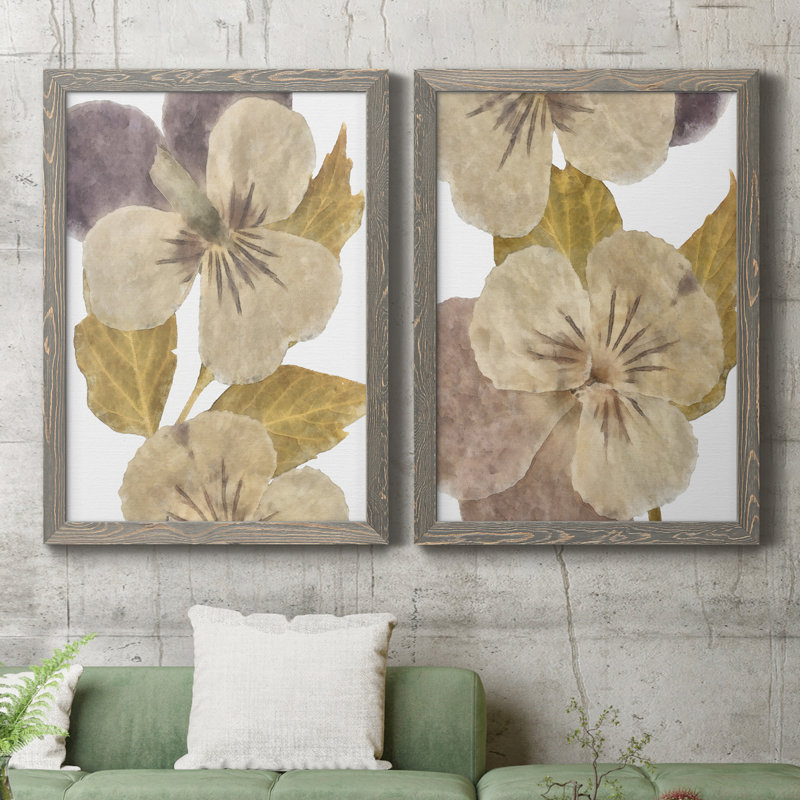 «Neutral Pansy I», toile encadrée de qualité supérieure - prête à être accrochée, H 43,5 po x l 31,5 po x P 1 po