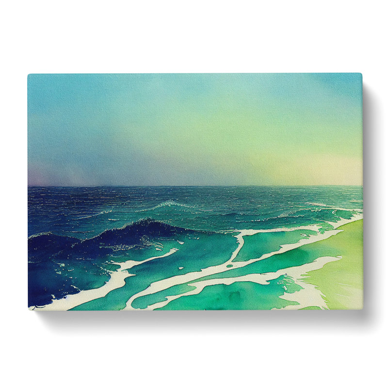 XXX-H1022-WF-734X Aqua Ocean Beach - Wrapped Canvas Print, 35cm H x 50cm W x 3cm D