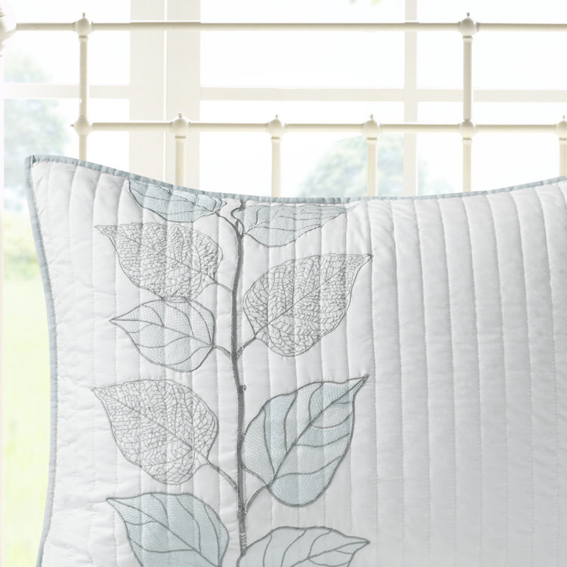 Ensemble de courtepointe brodée 6 pièces avec coussins décoratifs bleu grand / grand, Queen Quilt + 5 Additional Pieces