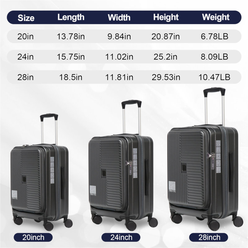Luggage,With Front Opening,TSA Approved Lock,Hardshell Suitcase, Cement Gray