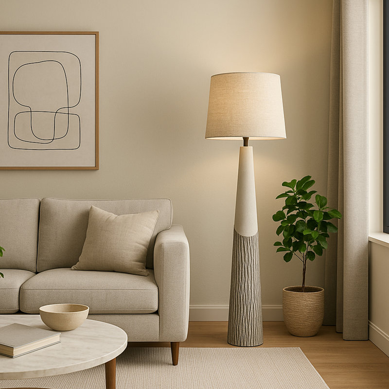 Lampe sur pied 59 po en résine avec abat-jour en lin Zuri