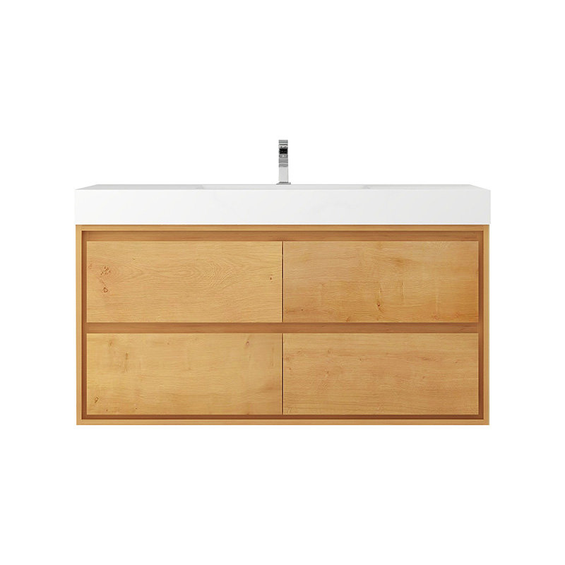 Ensemble de meuble-lavabo mural simple 48 po Wittig, Chêne clair