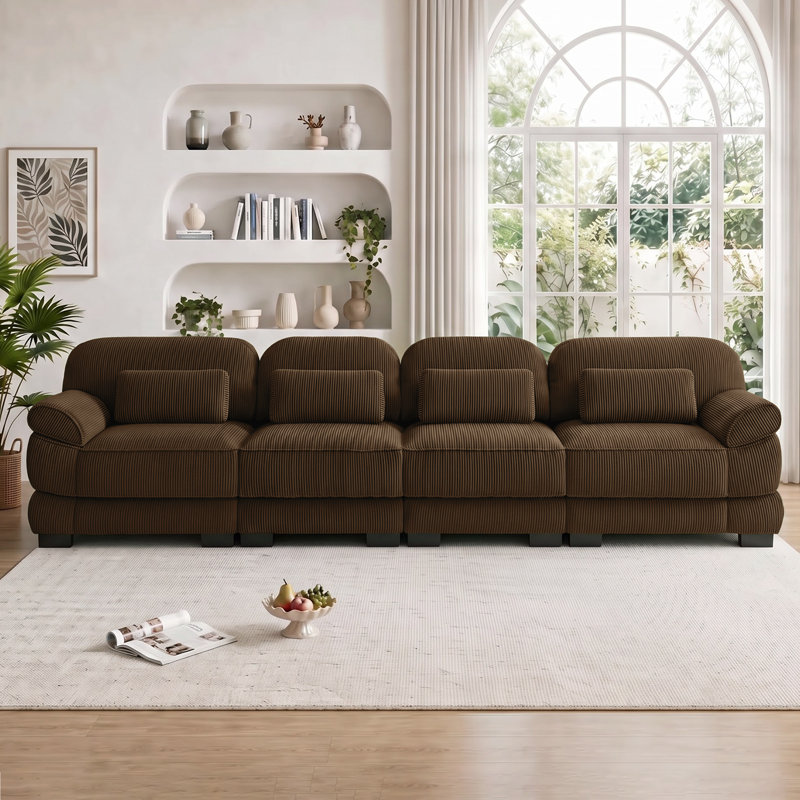 Canapé modulaire avec repose-pieds 4 places Nimbus, Brun
