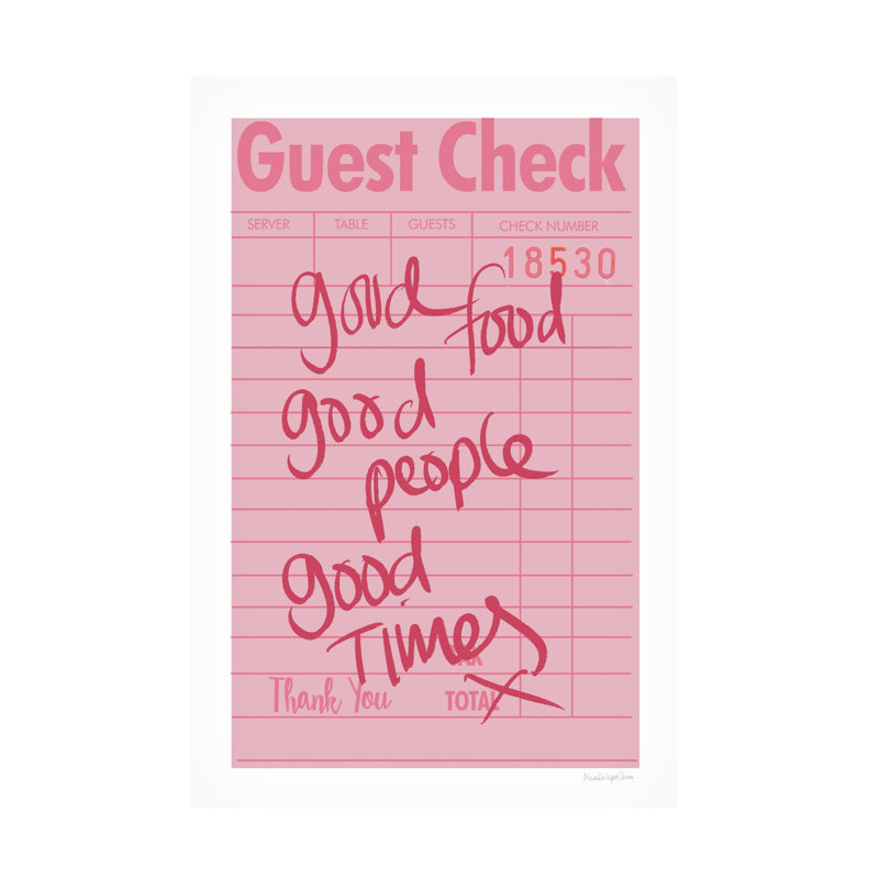 Mercedes Lopez Charro Guest Check I Canvas Art, H 32 po x l 22 po x P 2 po