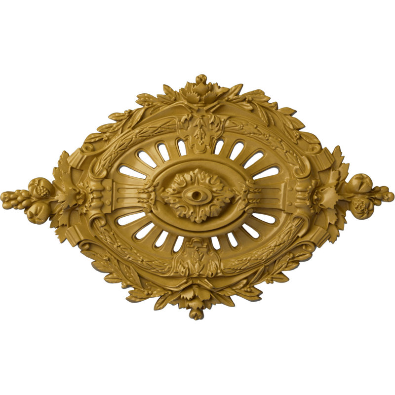 Endurathane Antonio Ceiling Medallion, 35 7/8"W x 22 1/2"H x 4 3/8"P, Hand-Painted Iridescent Gold Finish, Iridescent Gold