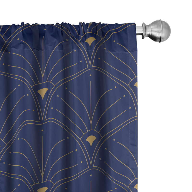 Semi Sheer Curtain Pair, 56" W x 95" L, Navy Blue/Sand Brown