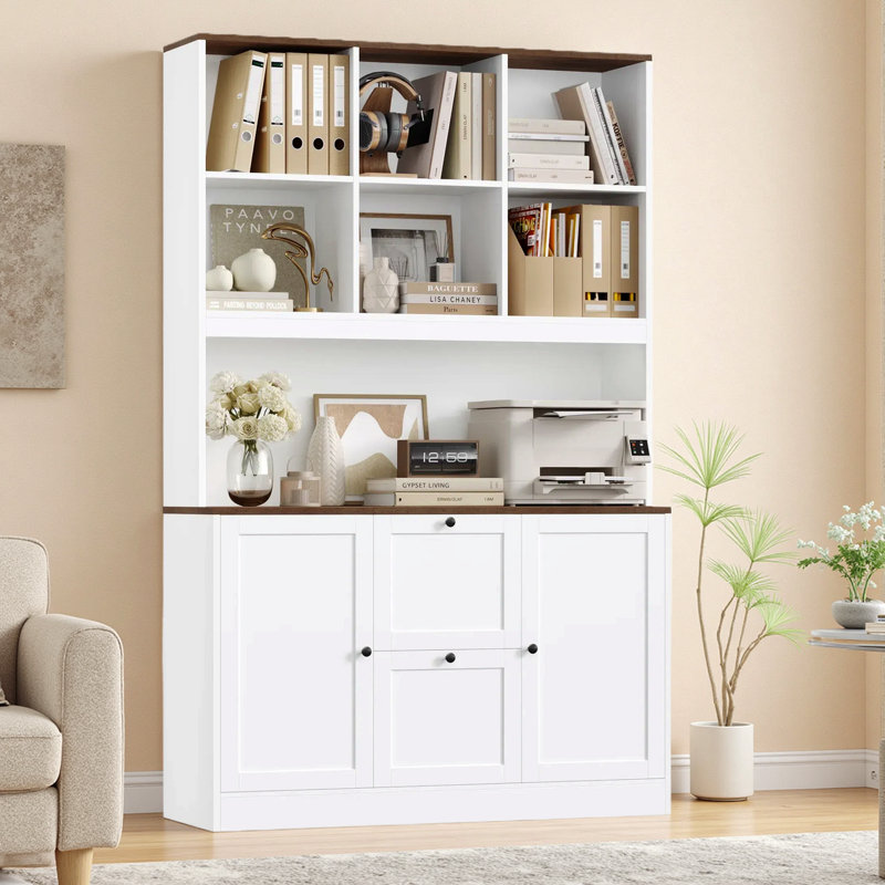 5-tier 46.7" Wide Office Storage Cabinet With Adjustable File Drawers And Adjustable Shelves