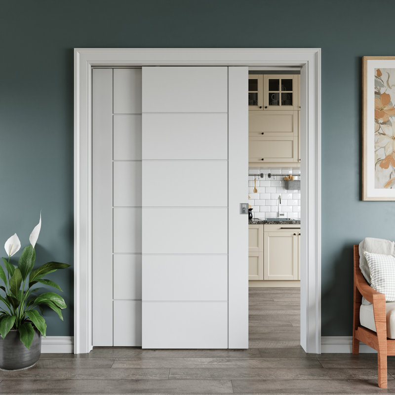 Porte coulissante à panneau coulissant à panneau coulissant avec serrure de porte d'intimité Morden Morden, 56 po x 80 po