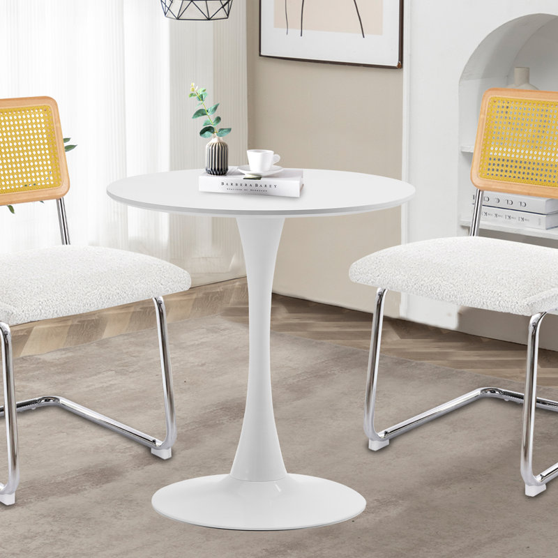 Round Dining Table, Bar Table, White, 28.7"H x 27.5"L x 27.5"W