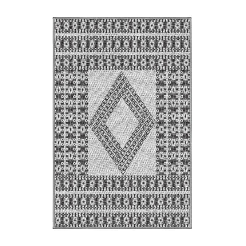 Tapis noir/blanc cassé tissé à la machine, Tapis de couloir 2 pi x 5 pi