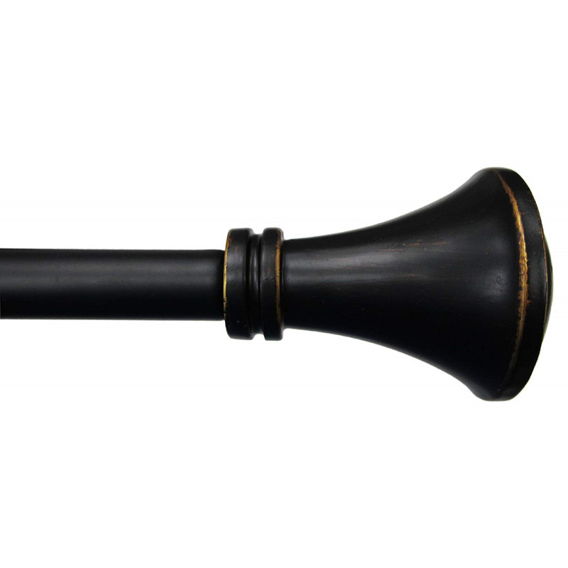 Tringle à rideaux simple ajustable Veans, Noir, H 1 po x l 120 po x P 1 po