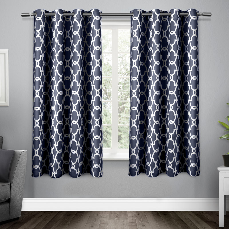 Andish 100% Polyester Room Darkening Curtain Pair, 52" W x 63" L, Peacoat Blue