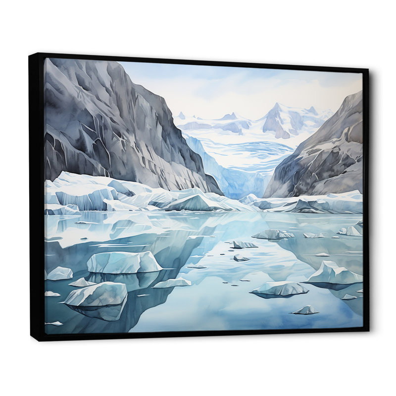 «Groenland Frozen Wonderland Lansdcape V» - impression, Cadre flottant noir, H 30 po x l 40 po x P 1,5 po
