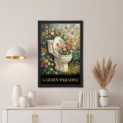 Ensemble de 1 tableau sur toile « Jardin paradisiaque floral pour les toilettes »