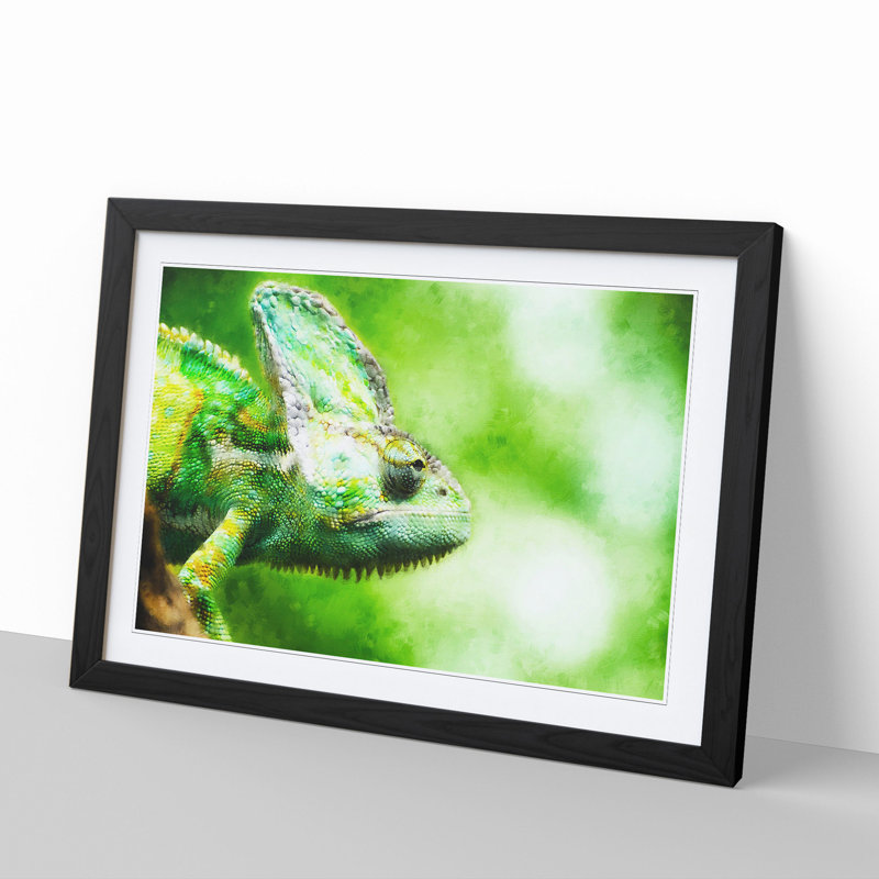 Chameleon Lizard Vol.1 - Framed Print, 27cm H x 36cm W x 2cm D, Black Framed