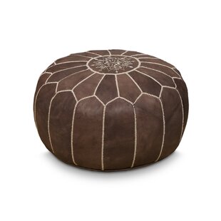 Genuine Cowhide Leather Pouffe Ottoman Pouf Footrest without Bean/Filler  Brown