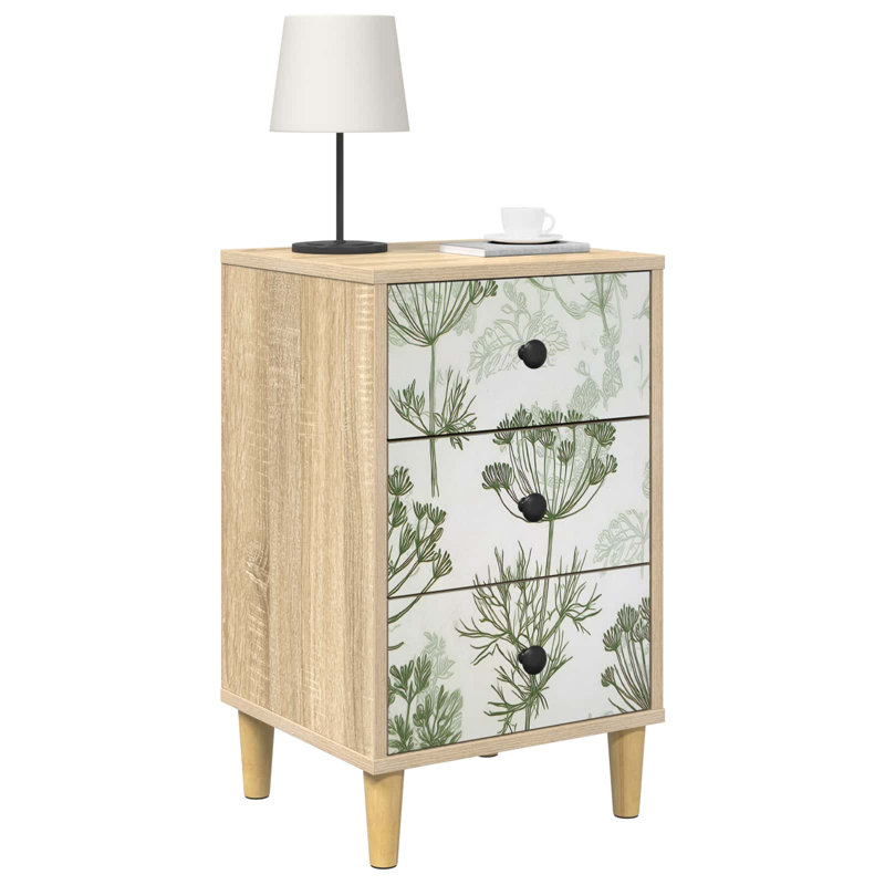  Bedside Cabinet Sonoma Oak Engineered Wood Nightstand Bedroom Furniture