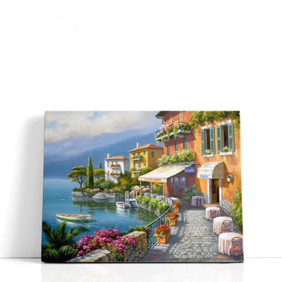 Décoration murale de restaurant pittoresque | Impression sur toile impressionniste | Seaside Bistro Cafe