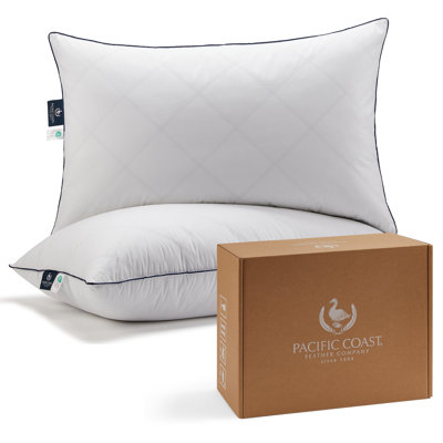 Pacific Coast Bed Pillow, Hotel Collection Goose Feather Down Pillow for Sleeping, King 2 Pack