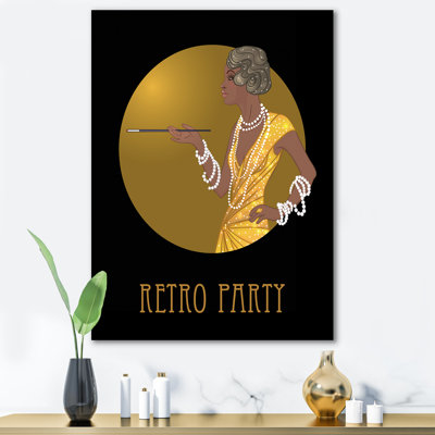 «Retro Fashion Glamour African American Woman», impression sur toile