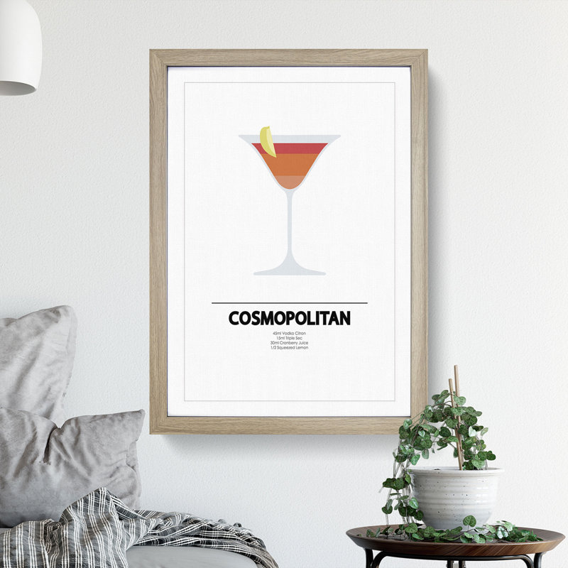Cosmopolitan - Picture Frame Typography, Oak, 48cm H x 36cm W x 2cm D