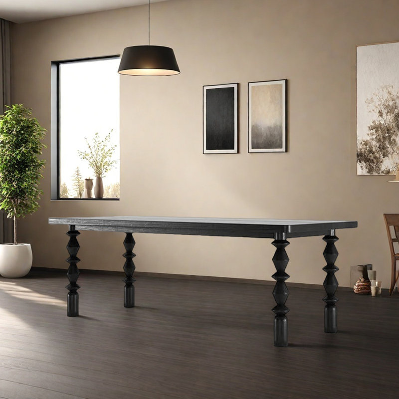 Table multifonctionnelle rétro en bois de frêne, H 29,52 po x L 86,61 po x l 35,43 po