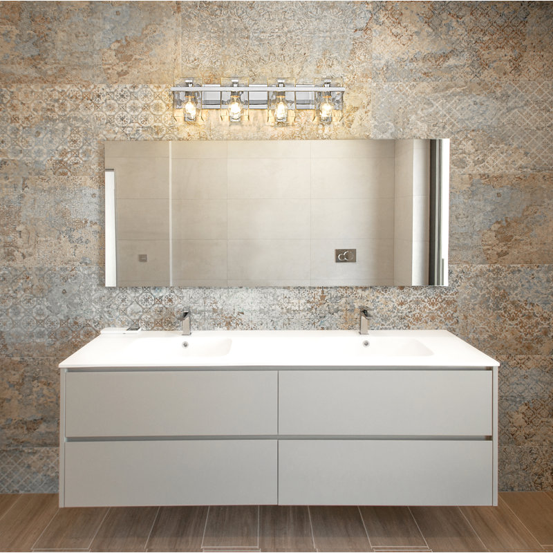 Éclairage pour meuble-lavabo Arene, Chrome chrome, 7"H x 29.25"W x 5.5"D, 4 Lights