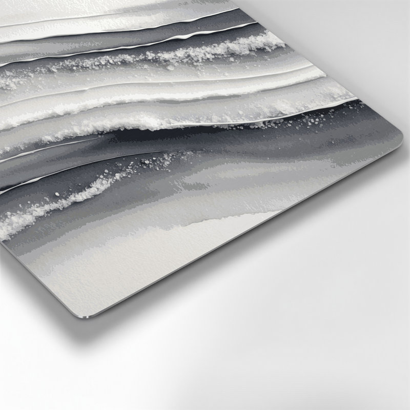 Art mural horizontal gris rayé gris et blanc en métal, H 12 po x l 12 po