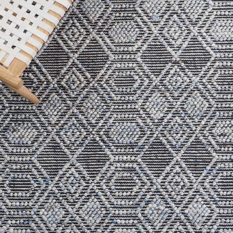 Jacques Hand Woven Viscose/Wool Geometric Rug in Gray, Rectangle 8' x 10'