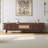 TV Stand, Modern Media Console with Rattan Drawer &amp; Sliding Doors for 75” TVs | Dark Brown | Solid Wood+MDF