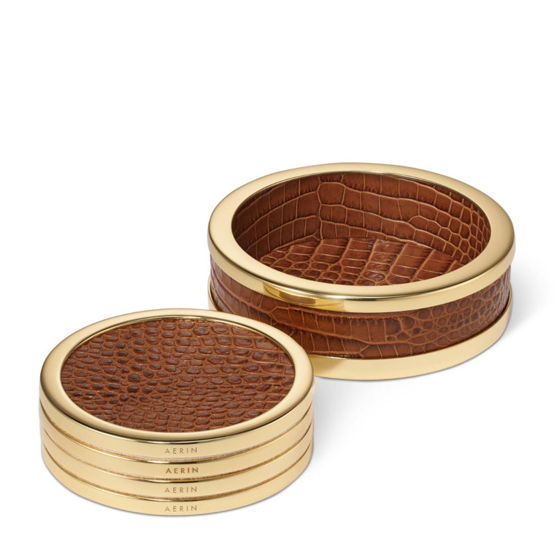 Classic Croc Leather Round Coaster