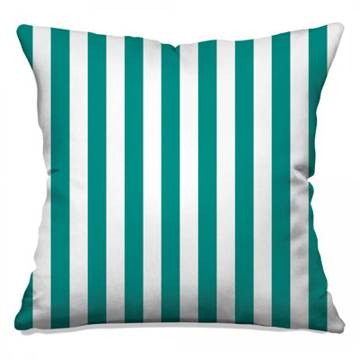 Teal Vertical Stripes Double Sided Throw Pillows