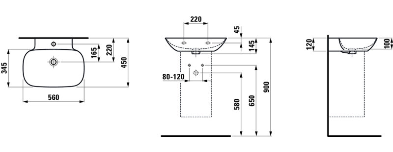 Ino 22.05'' L Bathroom Sink, Without Hole