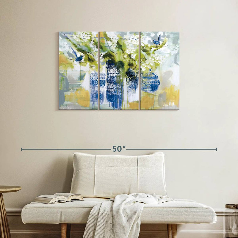 Avery Blue Wrens, 24" H x 38" W