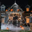250-Light LED Halloween 150cm Spider Web with 8 Lighting Modes Plush Spider with Remote Control for Indoor or Outdoor Decoration