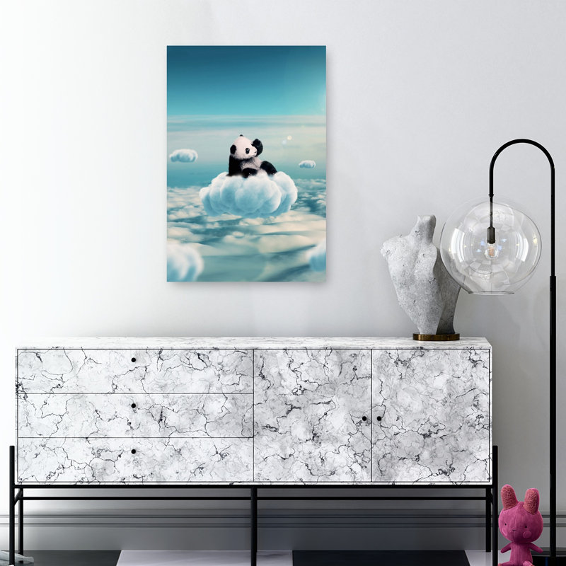 Baby Panda Cloud Dream Abstract Contemporary Wall Art Print by Ariz Rab - Wrapped Canvas Print, 91.44cm H x 60.96cm W
