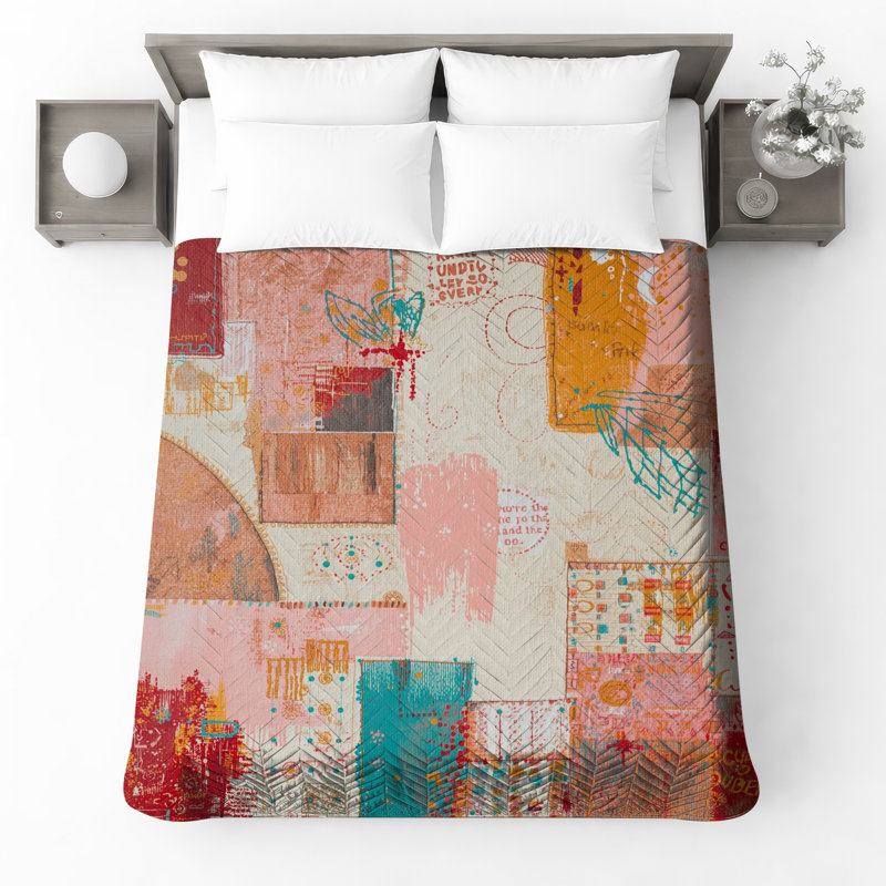 Couvre-lit matelassé et coloré, Grand lit