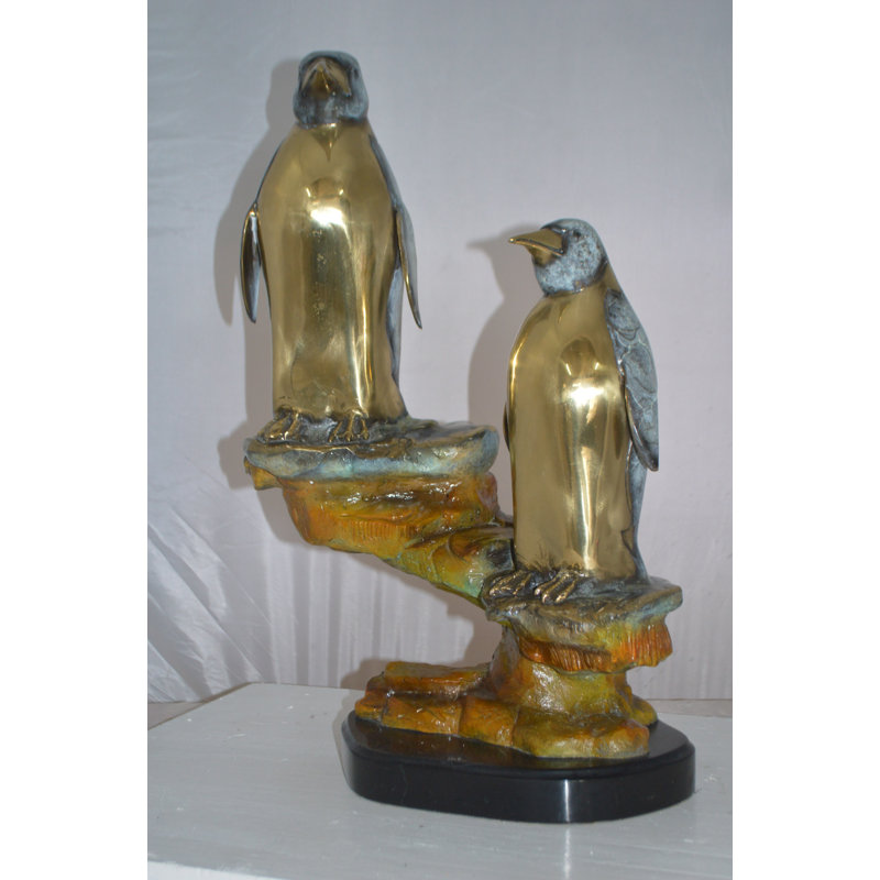 Statue en bronze deux pingouins Jimerson - Taille: L 16 po x l 10 po x H 12 po.