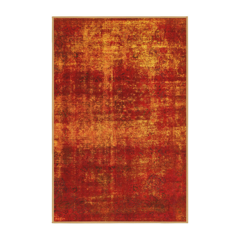 Tapis abstrait en laine et polyester tissé à la machine Abstract, Rectangle 2 pi x 3 pi
