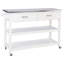 White Kitchen Cart Featuring Stainless Steel Top And Two Drawers - Space Efficient Accessory With Tabletop Simple Saving Design