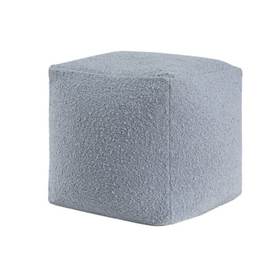 Boucle Contemporary Solid Hand-Woven Boucle Pouf Ottoman