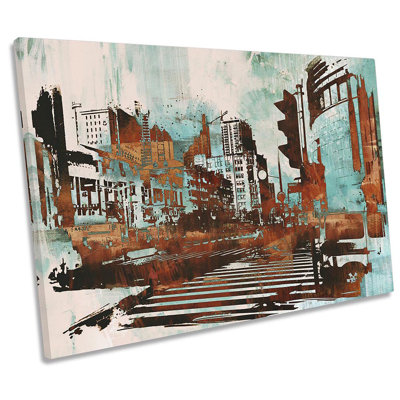 Urban City Grunge Street Framed - Wrapped Canvas Print